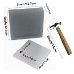 Jeweler's Steel Bench Block with Hammer and Rubber