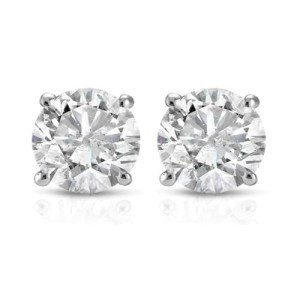 1 Ct Round-Cut Natural Diamond Earrings in Gold
