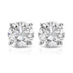 1 Ct Round-Cut Natural Diamond Earrings in Gold