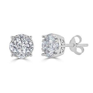 Round Diamond Stud Earrings in 925 Sterling Silver