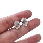 Natural Herkimer Diamond Stud Earrings in Silver