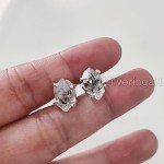Natural Herkimer Diamond Stud Earrings in Silver