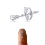 Mini Micro Diamond Stud Earring in 14K White Gold