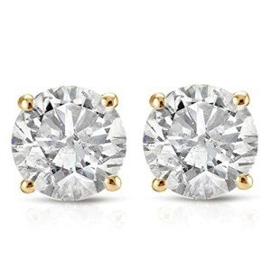 14k Yellow Gold 1 Ct Diamond Stud Earrings