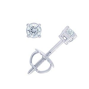 Natural Diamond Stud Earrings in 14K White Gold