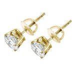 14k Yellow Gold 1 Ct Diamond Stud Earrings