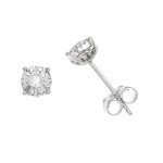 Brilliant 1/10 Carat Diamond Sterling Silver Studs
