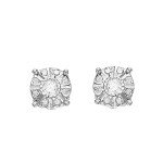 Brilliant 1/10 Carat Diamond Sterling Silver Studs