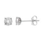 Brilliant 1/10 Carat Diamond Sterling Silver Studs