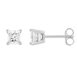 Sparkling 1/4 Carat Princess Cut Diamond Earrings