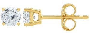 0.50 Carat Round Diamond Stud Earrings in Yellow Gold