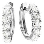 1 Carat Five Stone Diamond Huggie Earrings in 14K White Gold