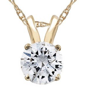 14k Yellow Gold 1/2 Ct Diamond Pendant Necklace