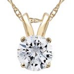 14k Yellow Gold 1/2 Ct Diamond Pendant Necklace