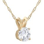 14k Yellow Gold 1/2 Ct Diamond Pendant Necklace