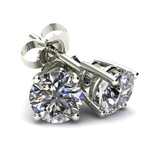 Natural Diamond Stud Earrings in 14K White Gold
