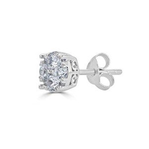 Diamond Stud Earrings in Sterling Silver 925