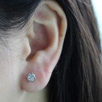 Diamond Stud Earrings in Sterling Silver 925