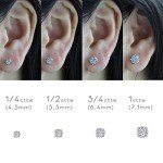 Diamond Stud Earrings in Sterling Silver 925