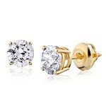 Natural Diamond Stud Earrings in 14K Gold