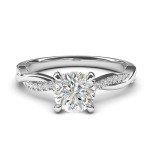 Petite 14k White Gold Twisted Vine Moissanite Ring