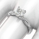 Petite 14k White Gold Twisted Vine Moissanite Ring