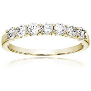 7 Stone Diamond Wedding Band in 14K Gold