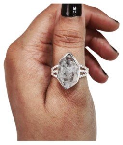 Natural Herkimer Diamond Ring - 925 Silver Band