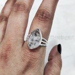Natural Herkimer Diamond Ring - 925 Silver Band