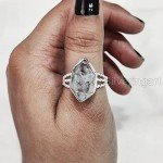 Natural Herkimer Diamond Ring - 925 Silver Band