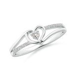 Silver Heart Promise Ring with Round Diamond
