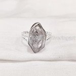 Natural Herkimer Diamond Ring - 925 Silver Band