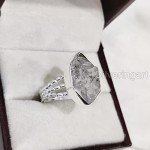 Natural Herkimer Diamond Ring - 925 Silver Band