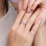 Silver Heart Promise Ring with Round Diamond