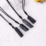 Raw Black Tourmaline Pendant Necklace for Men