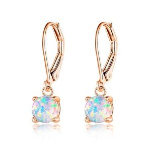 Rose Gold Opal Drop Earrings for Women