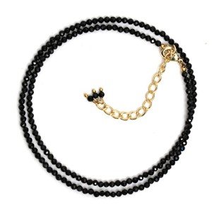 Elegant Gold Plated Black Spinel Beaded Necklace
