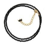 Elegant Gold Plated Black Spinel Beaded Necklace