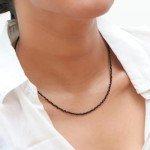 Elegant Gold Plated Black Spinel Beaded Necklace