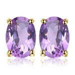 Purple Amethyst Stud Earrings in 14k Gold Plated Silver