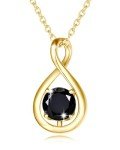 Black Tourmaline Infinity Pendant Necklace in Silver
