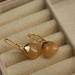 Yellow Aventurine Teardrop Dangle Earrings for Women