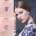 Purple Amethyst Stud Earrings in 14k Gold Plated Silver