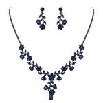 Blue and Black Tone Flower Crystal Jewelry Set