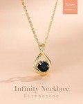 Black Tourmaline Infinity Pendant Necklace in Silver