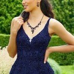 Blue and Black Tone Flower Crystal Jewelry Set