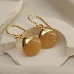 Yellow Aventurine Teardrop Dangle Earrings for Women