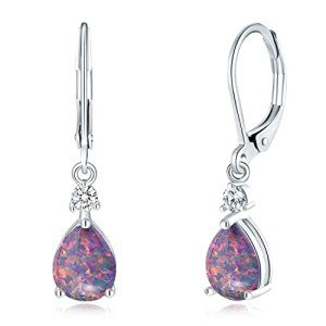 Black Opal Dangle Earrings in 14K White Gold
