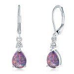 Black Opal Dangle Earrings in 14K White Gold