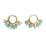 Green Amazonite Beaded Huggie Earrings for Women